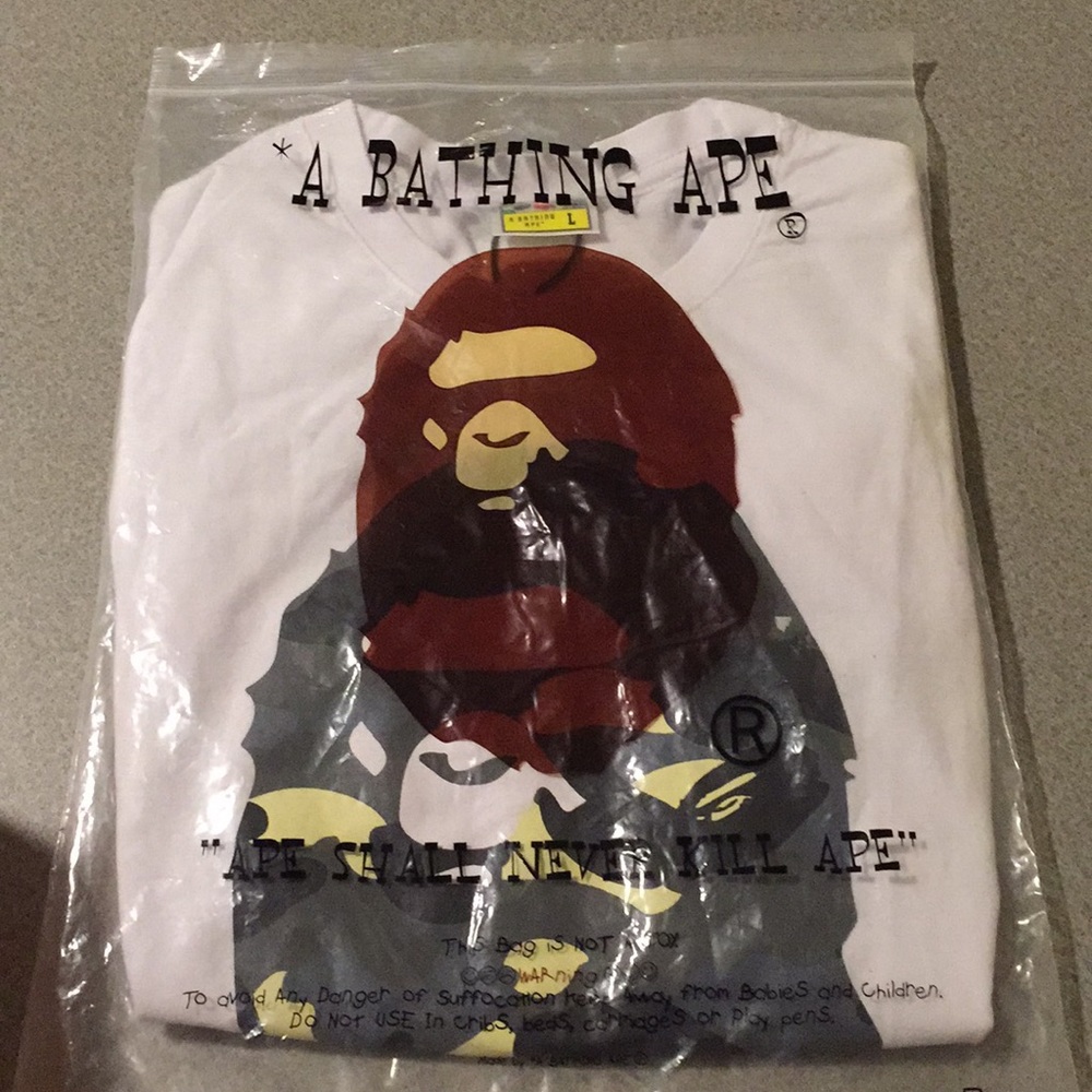 A Bathing Ape BAPE Head White T-shirt size Large
